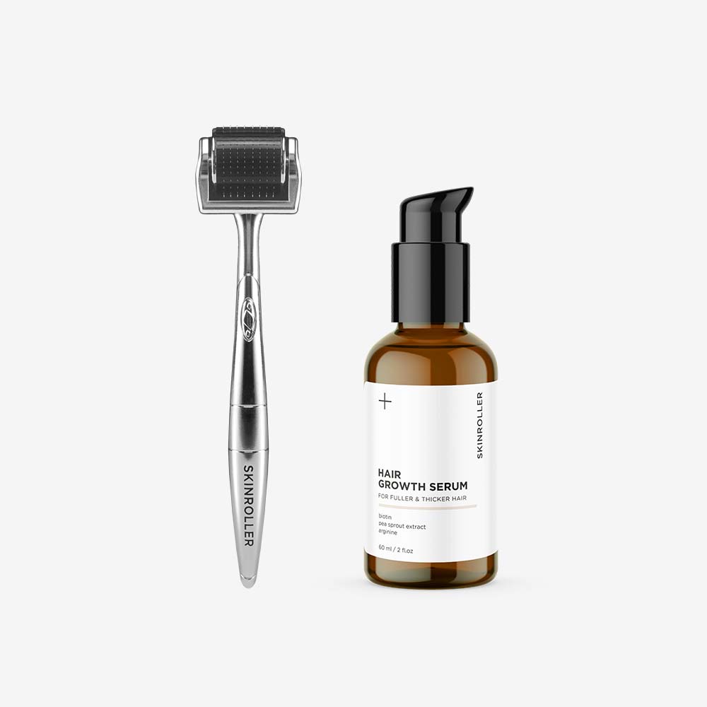 Image of Hair Growth Kit från Skinroller – ett kit med serum och dermaroller som stimulerar hårväxt och motverkar håravfall.