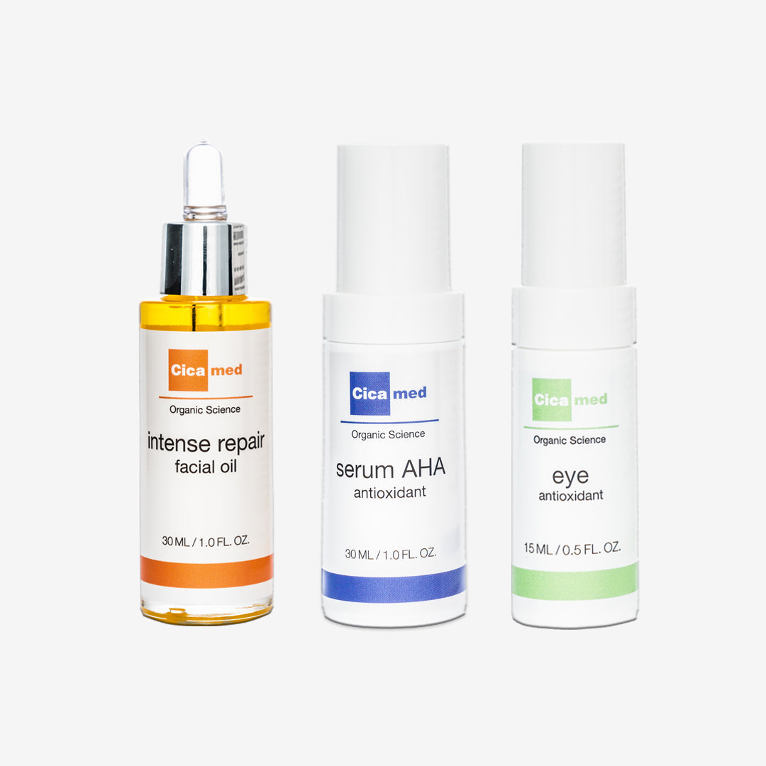 Image of Intense Repair Facial Oil - 30 ml, Serum Antioxidant Vitamin C - 30 ml, Eye Antioxidant - 15 ml - Cicamed
