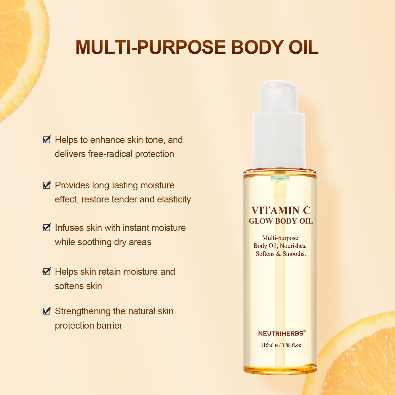 Image of Neutriherbs Glow Body Oil - Vitamin C - 115 ml