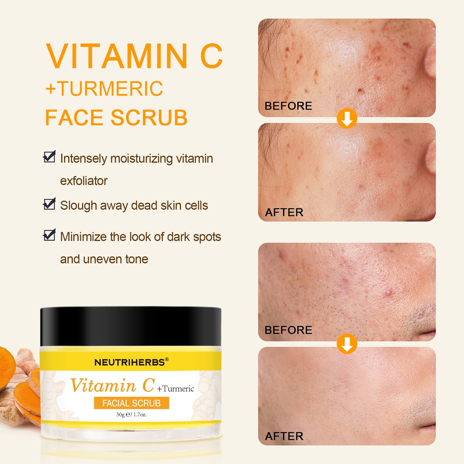 Image of Neutriherbs Vitamin C & Turmeric Exfoliating Glow Facial Scrub 50 g