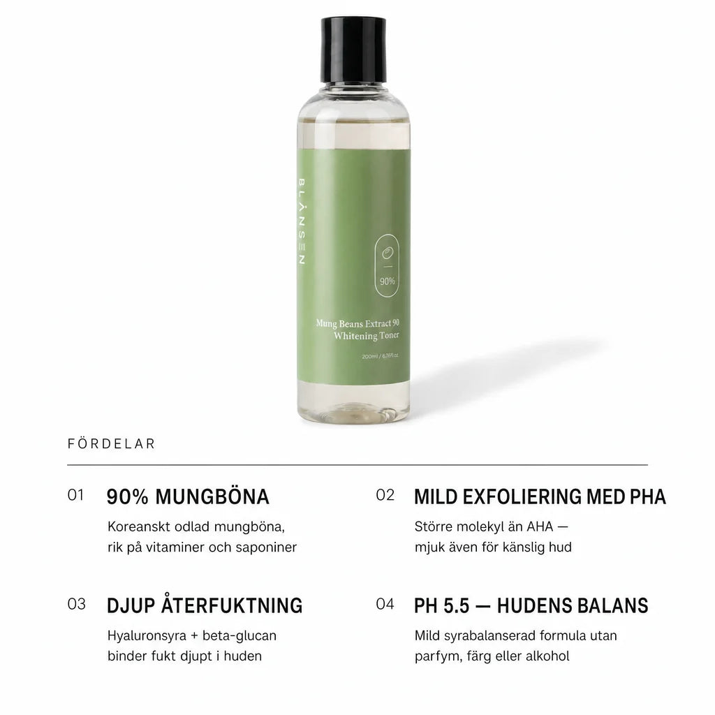 Image of Mung Bean 90 Toner - Koreansk ansiktstoner — viktigaste fördelar