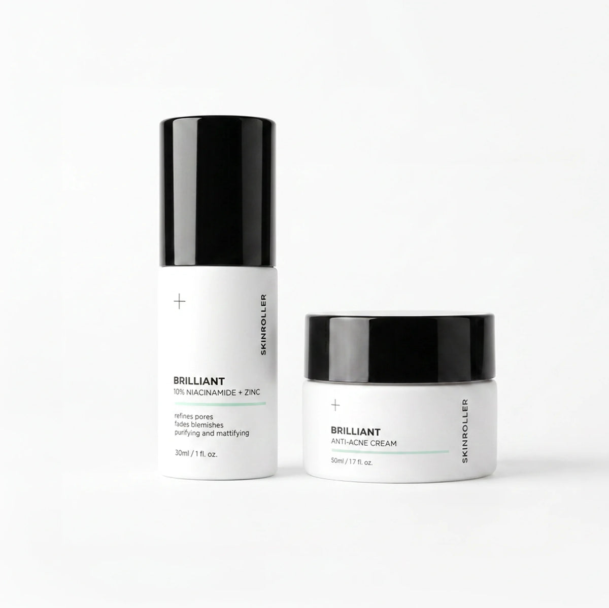 Skinroller Brilliant Anti-Acne Kit - Niacinamide serum och ansiktskräm mot finnar