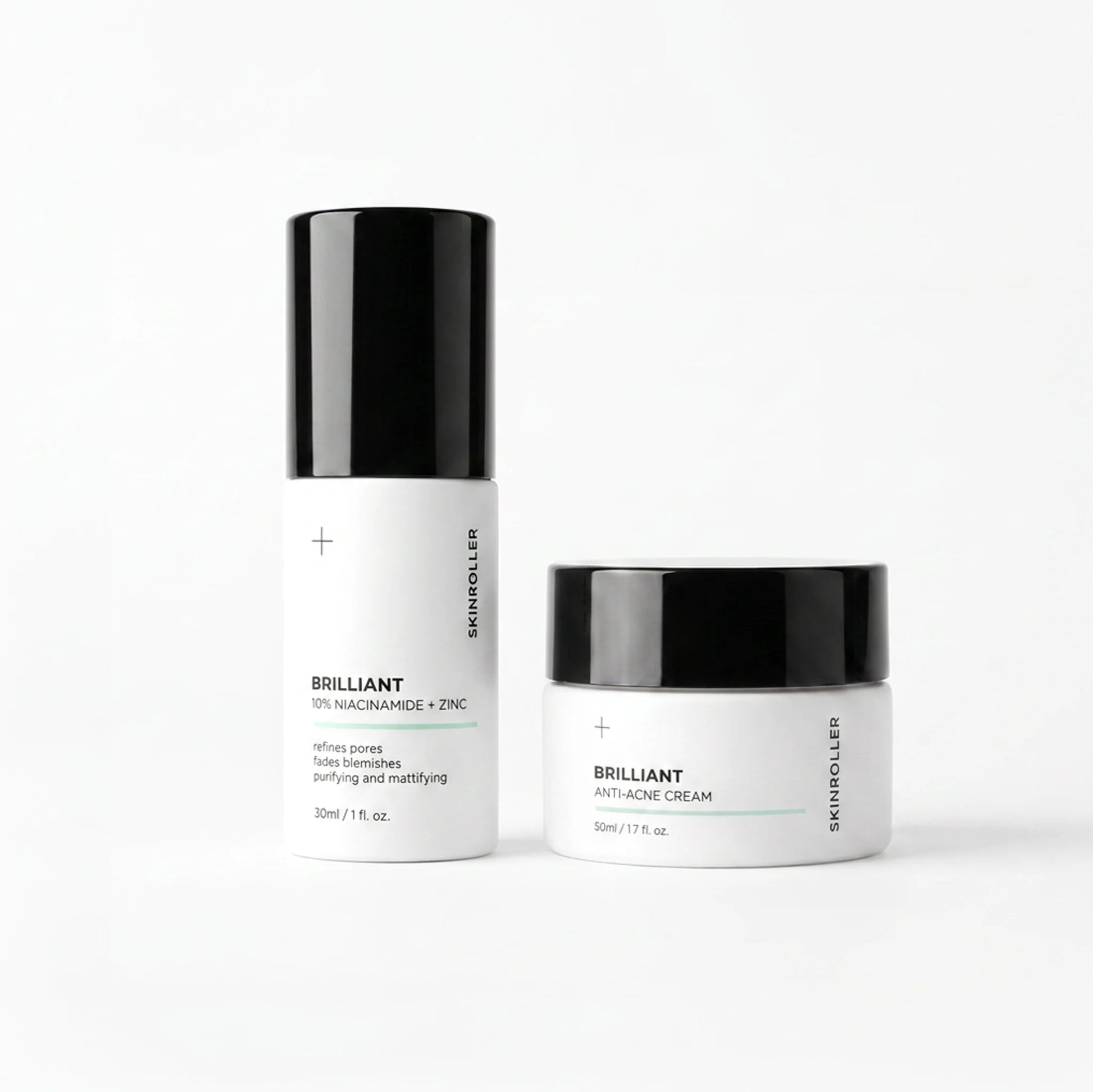 Skinroller Brilliant Anti-Acne Kit - Niacinamide serum och ansiktskräm mot finnar