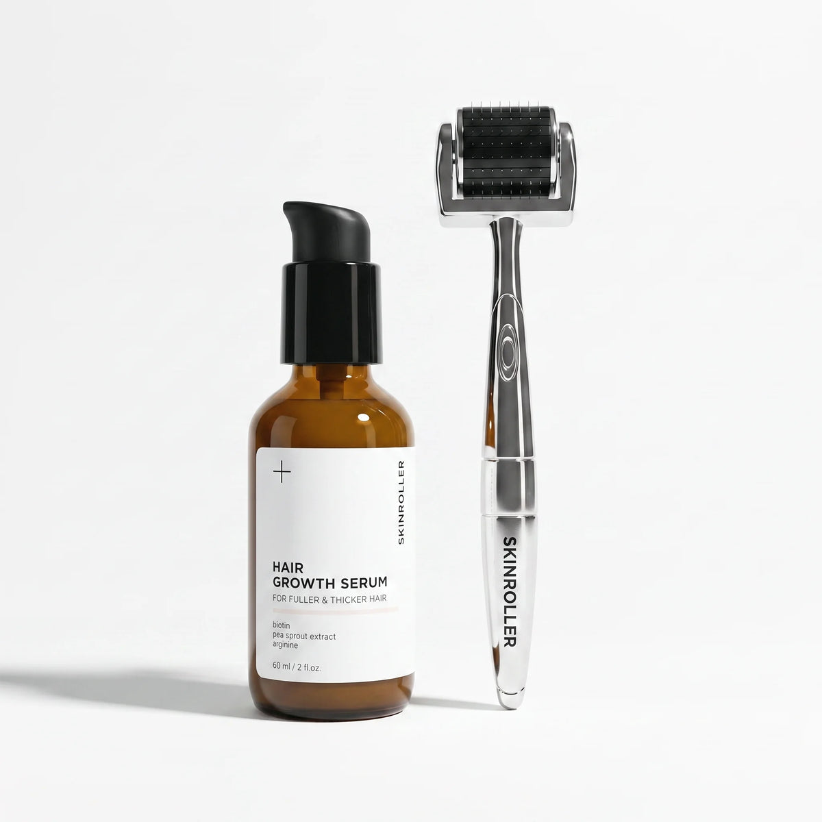 Skinroller PRO dermaroller and Hair Growth Serum - 2-step microneedling hair loss kit