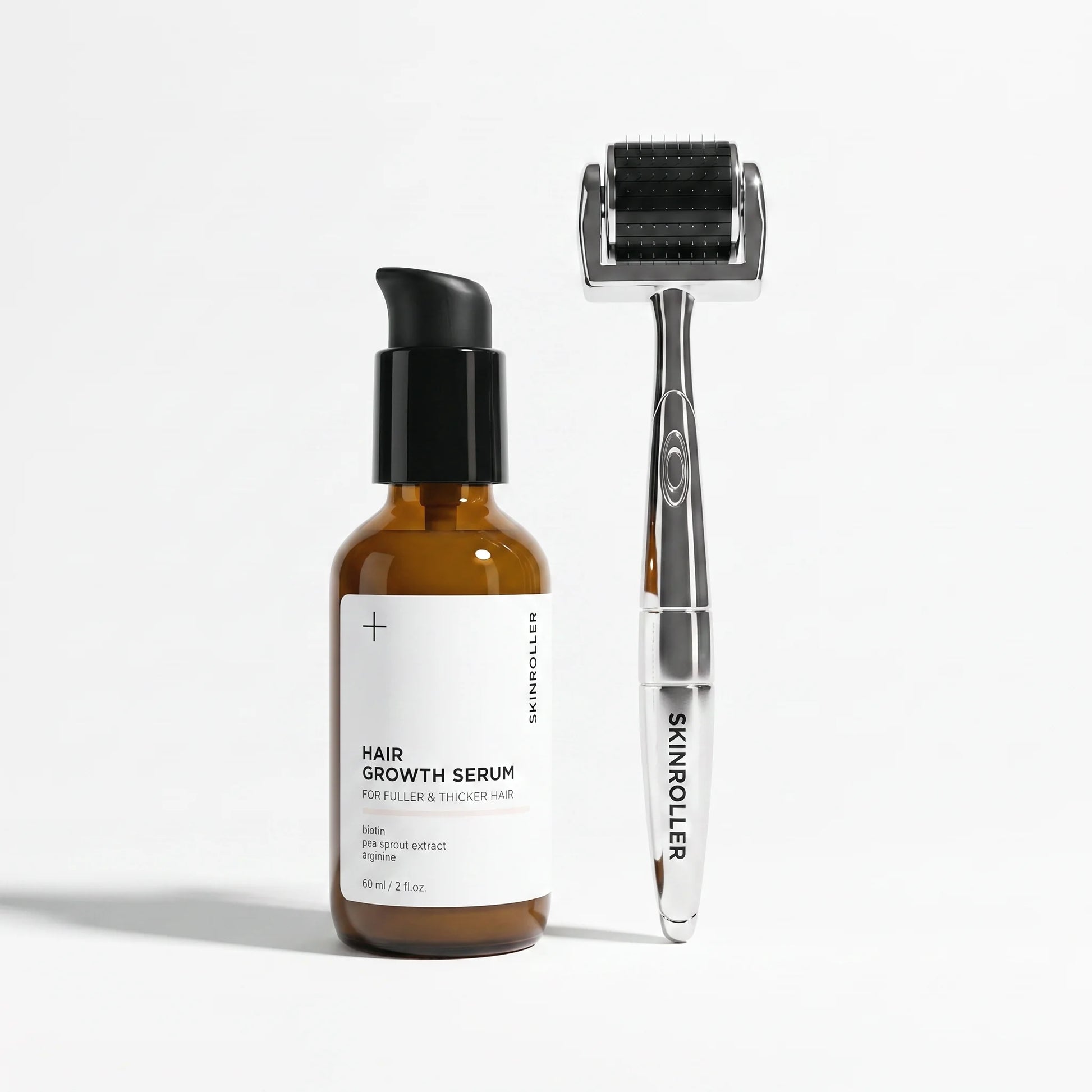 Skinroller PRO dermaroller and Hair Growth Serum - 2-step microneedling hair loss kit