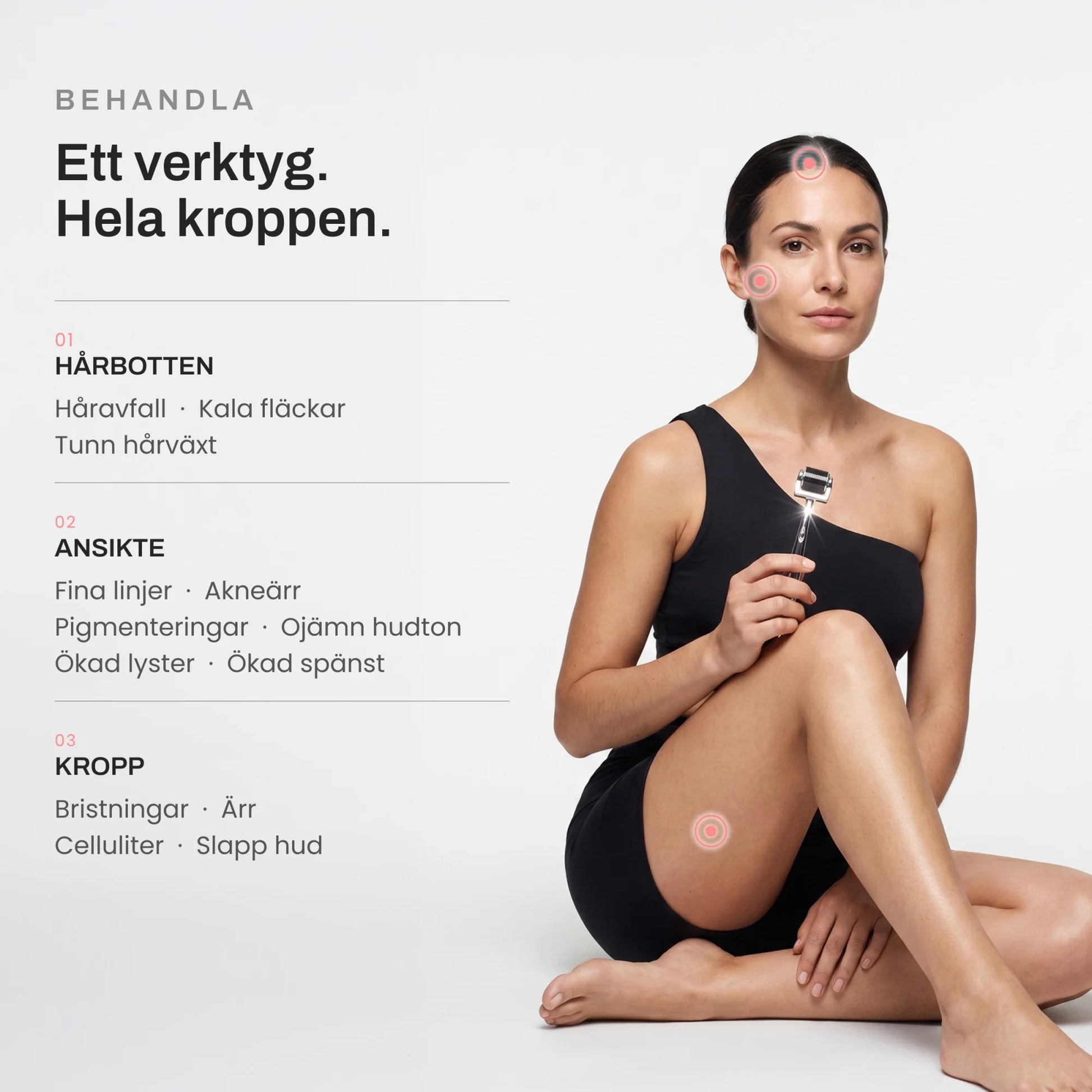 Skinroller PRO dermaroller – ett verktyg för hårbotten, ansikte och kropp: håravfall, kala fläckar, fina linjer, akneärr, pigmenteringar, bristningar och celluliter