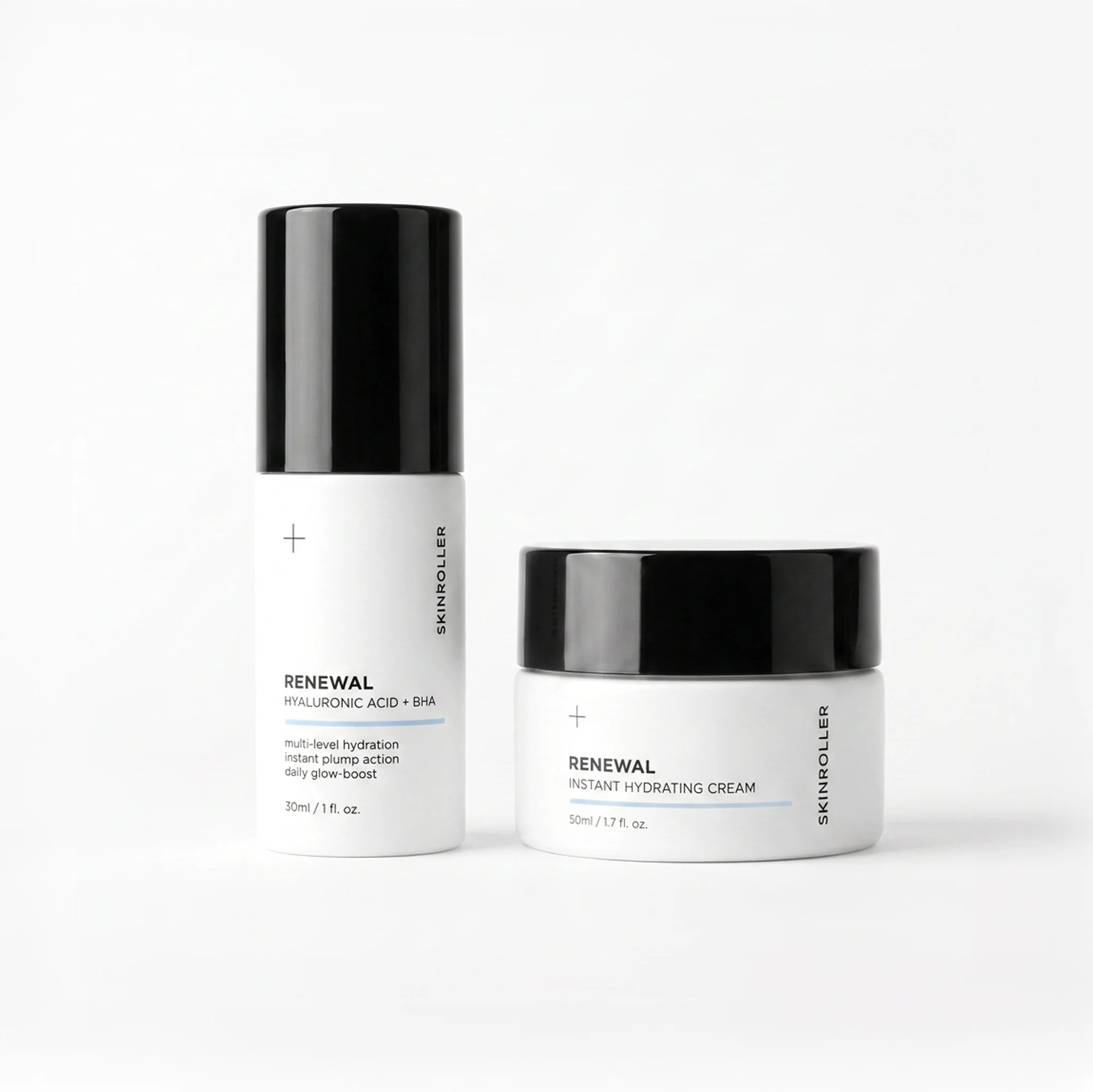 Image of Skinroller Renewal Hydrating Kit - Hyaluronsyra serum och återfuktande ansiktskräm